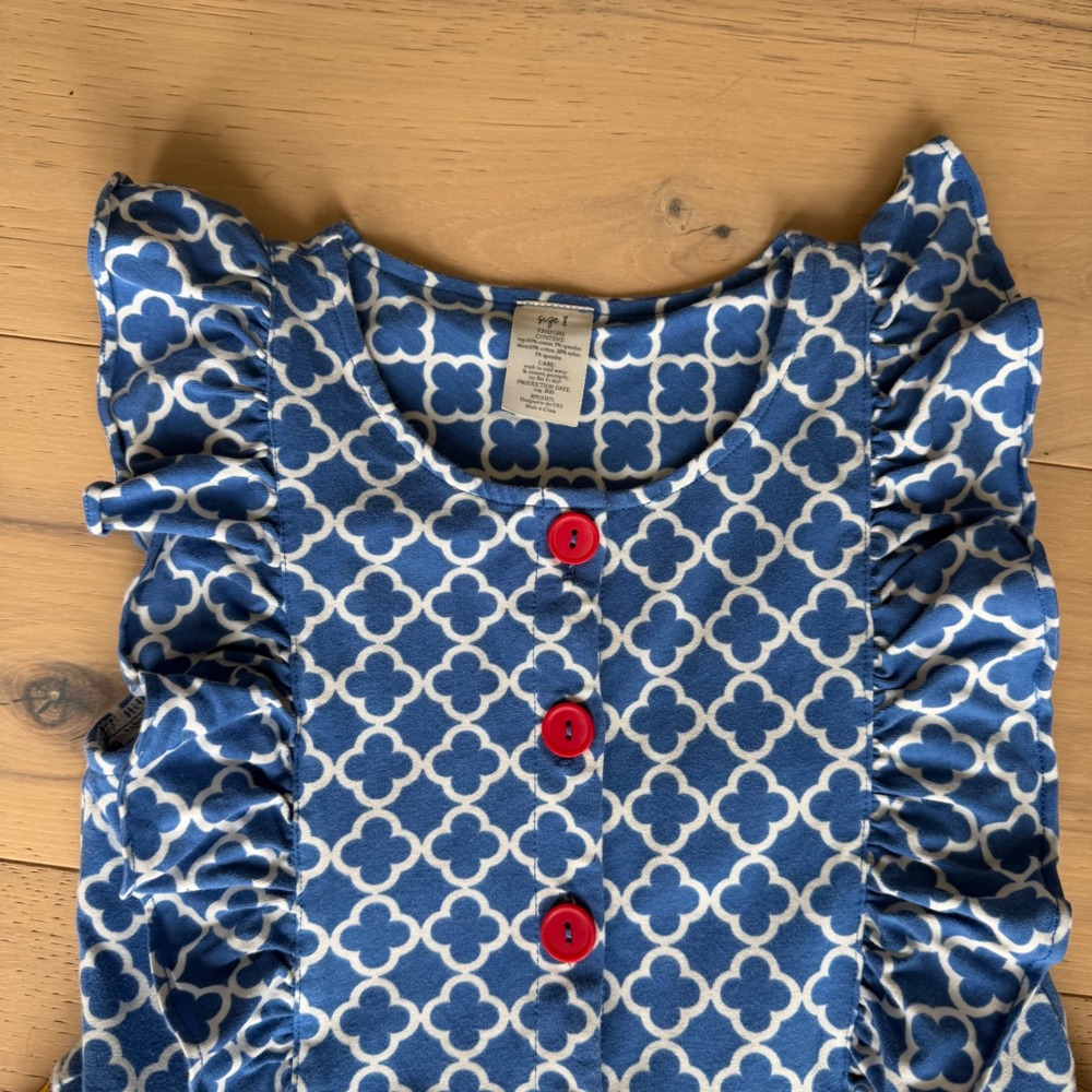 Eleanor Rose Girls Thanksgiving Turkey Pumpkin Ruffle Dress Blue Yellow Red Sz 8 - Picture 3 of 6